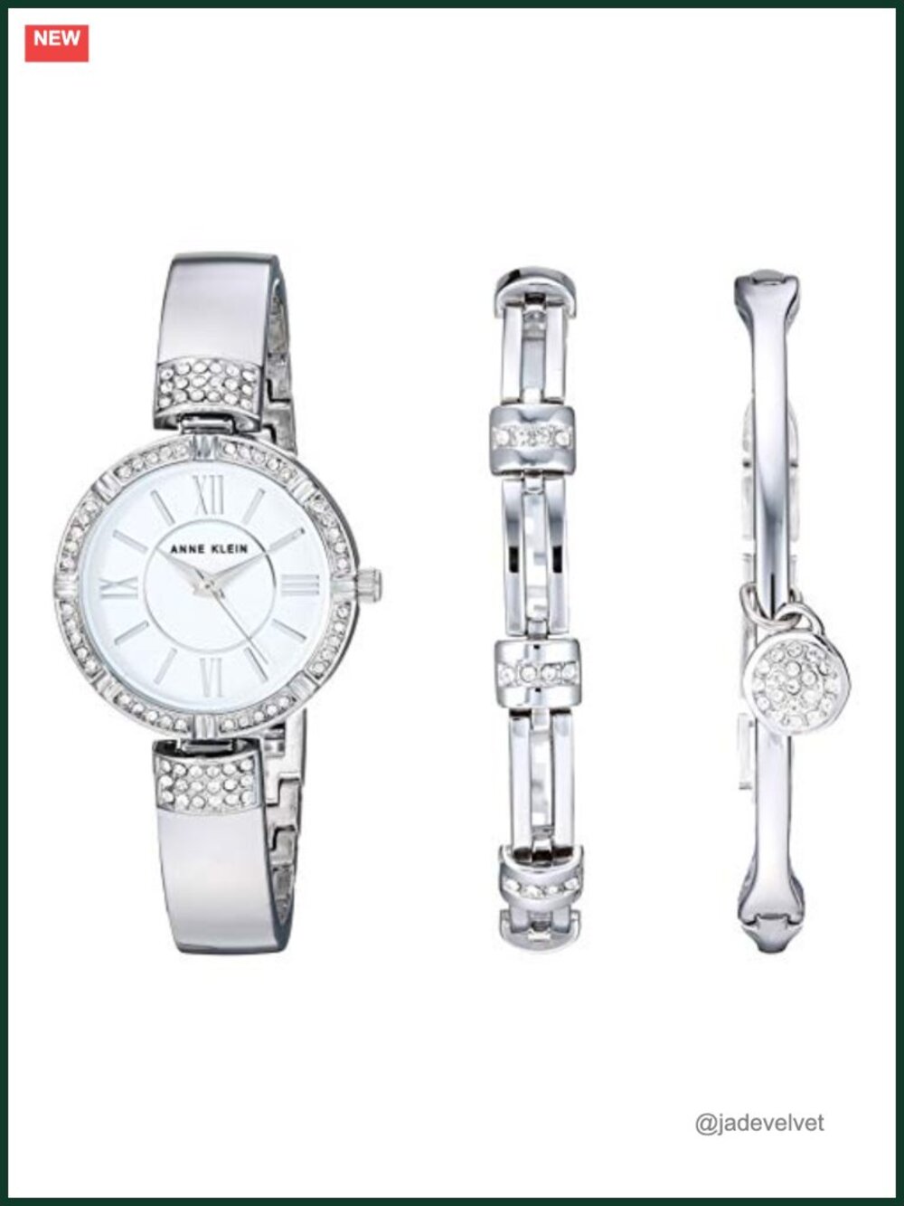Premium Crystal Accented Watch and Bracelet Set with Japanese Quartz